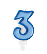 Świeczka urodzinowa niebieska cyferka 3 trzy
