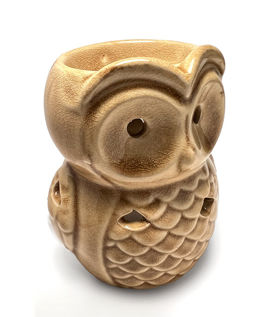 Podgrzewacz kominek do aromaterapii sowa miodowy, 10,5 cm, ceramiczny