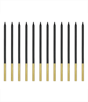 Świeczki Czarne Długie 14cm 12szt Eleganckie na Tort Urodzinowy