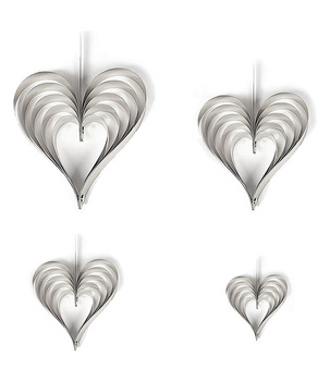 Dekoracje Srebrne Serca Papierowe Zestaw 4 Szt. 10-25cm Ślub Rocznica Walentynki