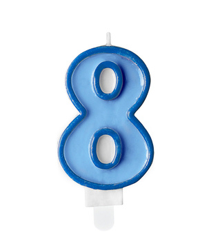 Świeczka urodzinowa niebieska cyferka 8 osiem