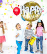 Balon foliowy 3D złoty HAPPY BIRTHDAY
