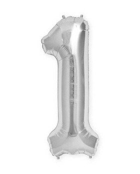 Balon foliowy 100cm - srebrna cyfra 1