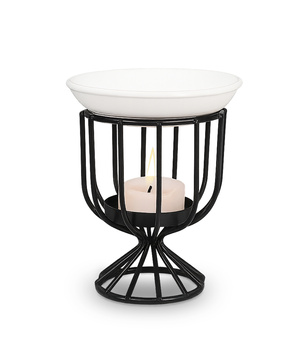 Świecznik kominek zapachowy metalowy + ceramiczny talerzyk 2w1 10,5 cm