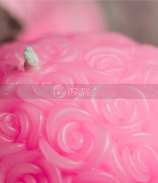 Świeczka - KULA RÓŻ - różowa