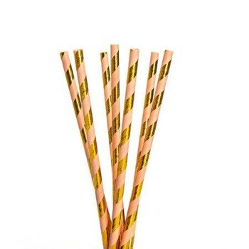 Słomki papierowe METALIC różowo złote EKO 25szt.