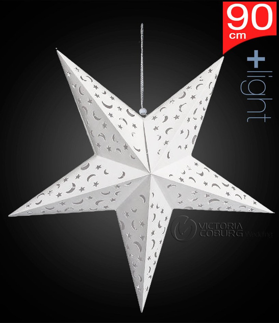 Lampion Gwiazda 90 cm Biała – Dekoracja Świąteczna, Ozdoba Wisząca