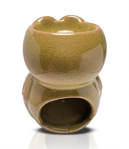 Podgrzewacz kominek do aromaterapii sowa Zielony, 10,5 cm, ceramiczny