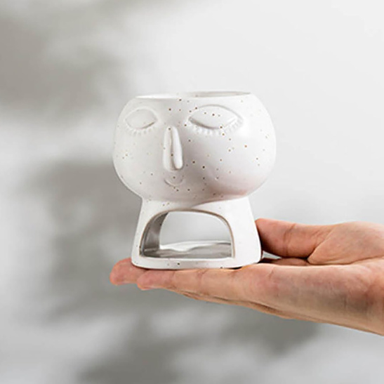 Kominek ceramiczny 8,5 cm – biały, stylizowany na starożytny design