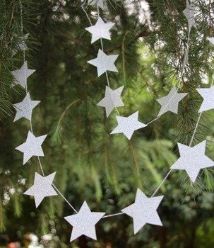 Girlandy papierowe - GWIAZDKI SREBRNE 4,5M