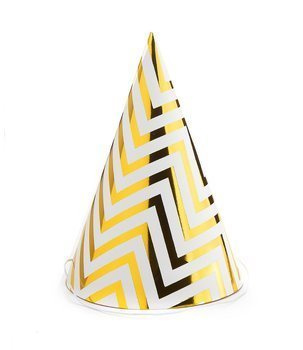 Czapeczki urodzinowe złote zygzak- 5szt.