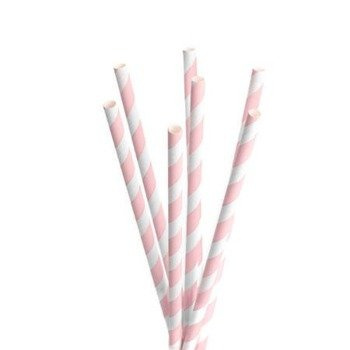 Słomki papierowe SPIRAL róż pastel EKO 25szt.