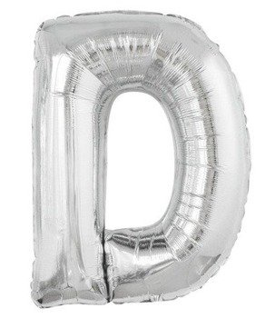 Balon foliowy 100cm - srebrna litera D