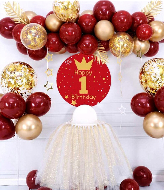 Zestaw balonów czerwono-złotych z konfetti 30 szt. – dekoracja