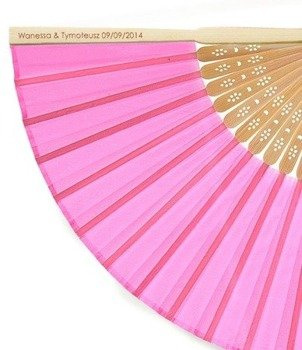 Wachlarz jedwabny z PERSONALIZACJĄ - róż