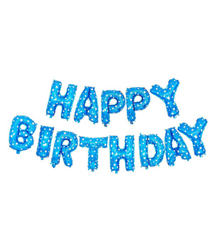 Balony foliowe napis HAPPY BIRTHDAY niebieski 40cm