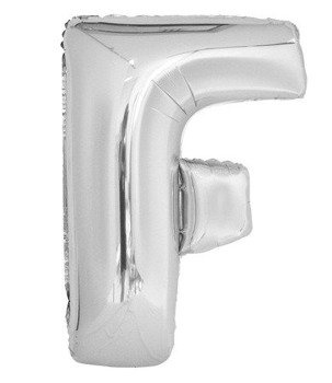 Balon foliowy 100cm - srebrna litera F