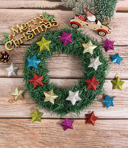 Ozdoby Choinkowe Gwiazdki 6 szt. – Brokatowe Dekoracje Świąteczne 5 cm