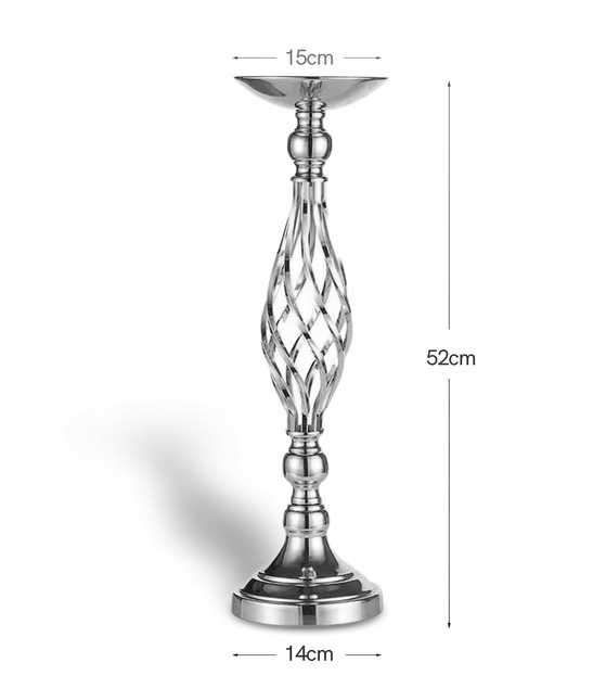 Stojak na kwiaty srebrny KIELICH kwietnik 52cm