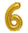 Balon foliowy 100cm - złota cyfra 6