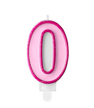 Świeczka urodzinowa różowa cyferka 0 zero