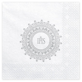 Serwetki I Komunia Święta - IHS srebrne 20szt