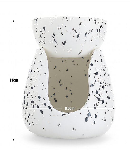 Biały Ceramiczny Podgrzewacz do Olejków Nakrapiany 11 cm