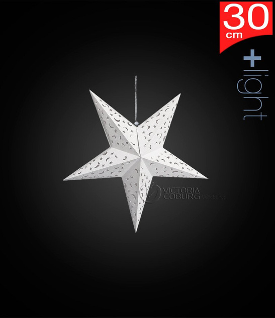 Lampion Gwiazda 30 cm Biała – Dekoracja Świąteczna, Ozdoba Wisząca