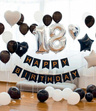 Zestaw balonów na 18 urodziny czarny - 27szt.