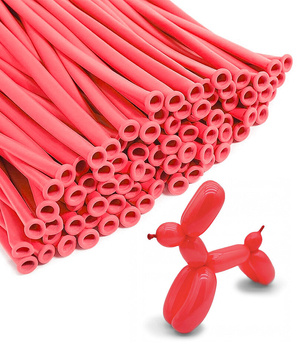 Balony rurki czerwone pastelowe 100szt Modelowanie kształtów z balonów