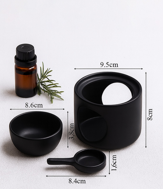 Ceramiczny kominek zapachowy czarny – aromaterapia, dekoracja, relaks