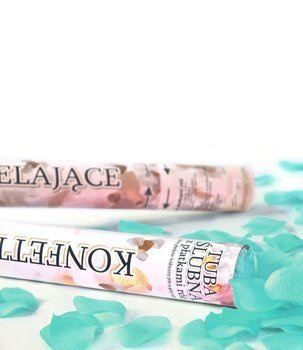 Tuba strzelająca KONFETTI 60cm PŁATKI RÓŻ- mięta