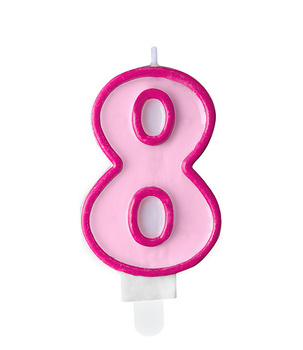 Świeczka urodzinowa różowa cyferka 8 osiem