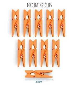 Klamerki spinacze ozdobne 3,5cm x 10szt - pomarańcz