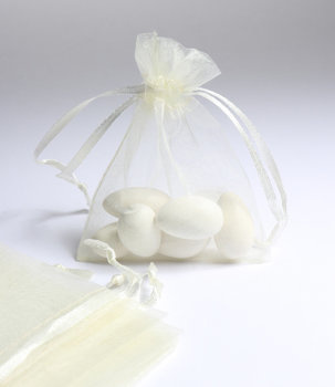 Woreczek z organzy 15x20cm - ecru
