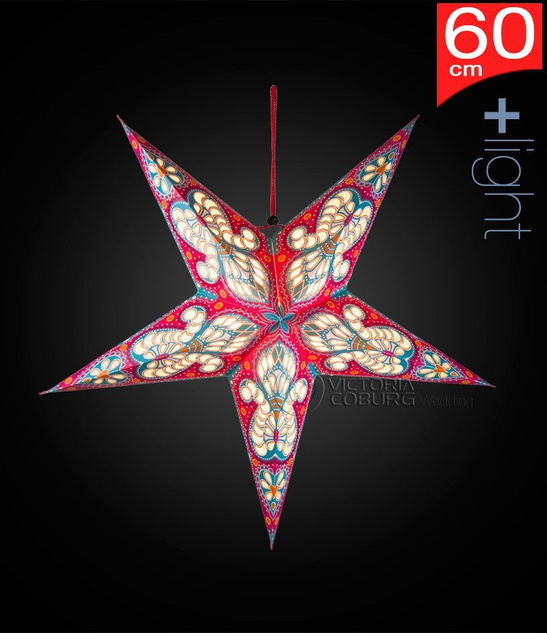 Lampion Gwiazda 60 cm Różowy Ornament – Ozdoba Świąteczna Wisząca