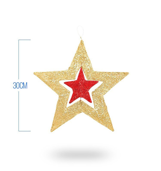 Lampion GWIAZDA 3D brokatowa 30cm - złota