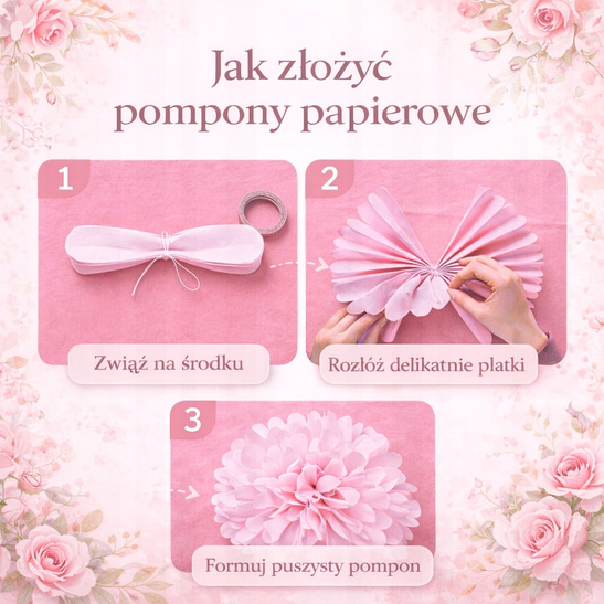 Pompon z bibuły KULA 50cm - butelkowa zieleń