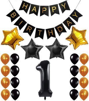 Zestaw urodzinowy czarno złoty + dowolna cyfra