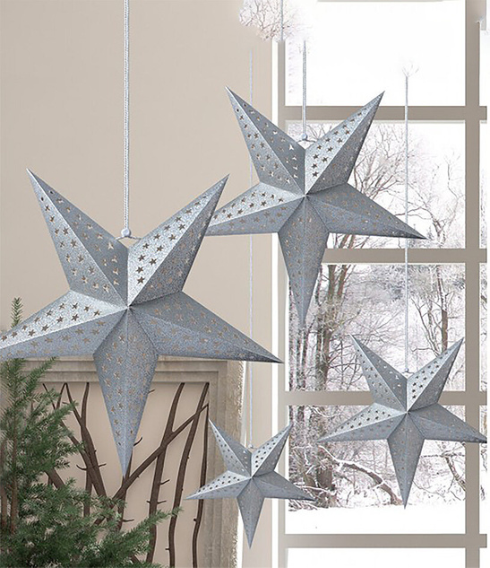 Lampion Gwiazda 60 cm Srebrny Hologram – Dekoracja Świąteczna