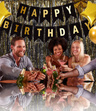Zestaw balonów urodzinowych czarno-złoty + baner Happy Birthday