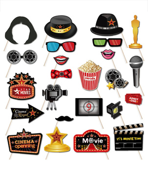 Zestaw gadżetów filmowych do zdjęć – Hollywood, Oscar, kino party