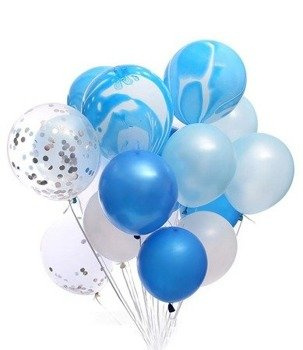Balony marmurkowe zestaw 20szt - niebieskie