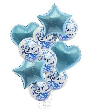 Balony konfetti turkus ZESTAW - 10szt