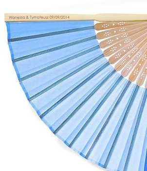 Wachlarz jedwabny z PERSONALIZACJĄ - blue