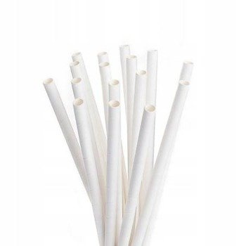 Słomki papierowe BIAŁE fi 8mm EKO 25szt.