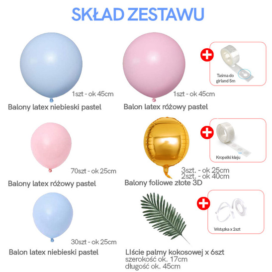 ZESTAW girlanda balonowa PALM LEAF 115szt