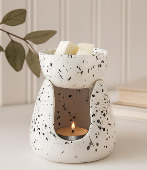 Biały Ceramiczny Podgrzewacz do Olejków Nakrapiany 11 cm