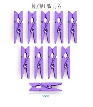 Klamerki spinacze ozdobne 3,5cm x 10szt - lawendowe