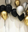 Zestaw balonów czarno-złotych z konfetti 30 szt. – marmurkowe